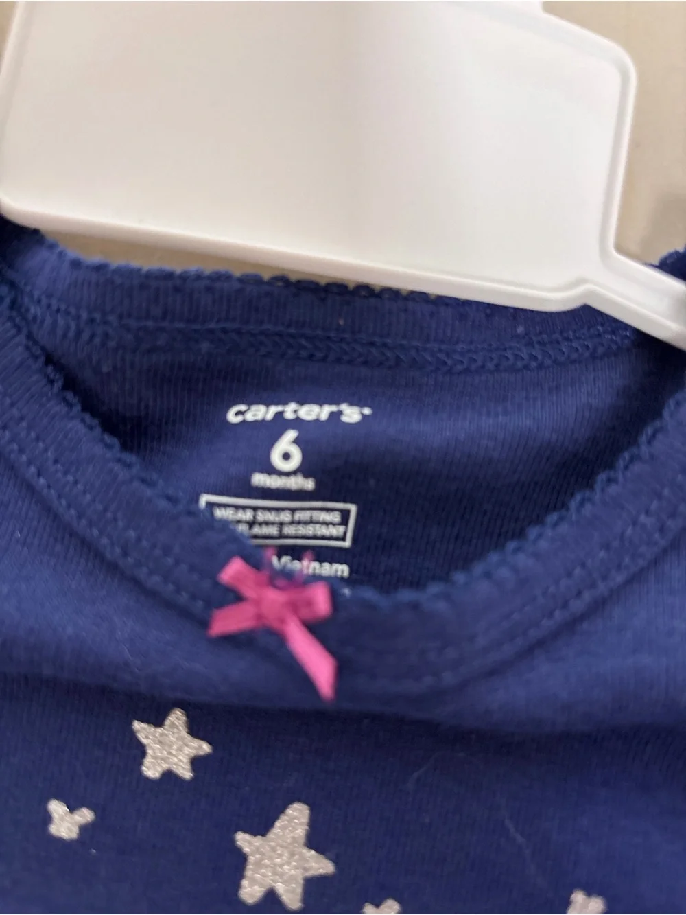 Carter's Navy Pajama Set with Pink Script and Silver Stars